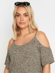 Yours Curve Animal Cold Shoulder T-Shirt - Image 3 of 5
