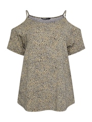Yours Curve Animal Cold Shoulder T-Shirt - Image 5 of 5