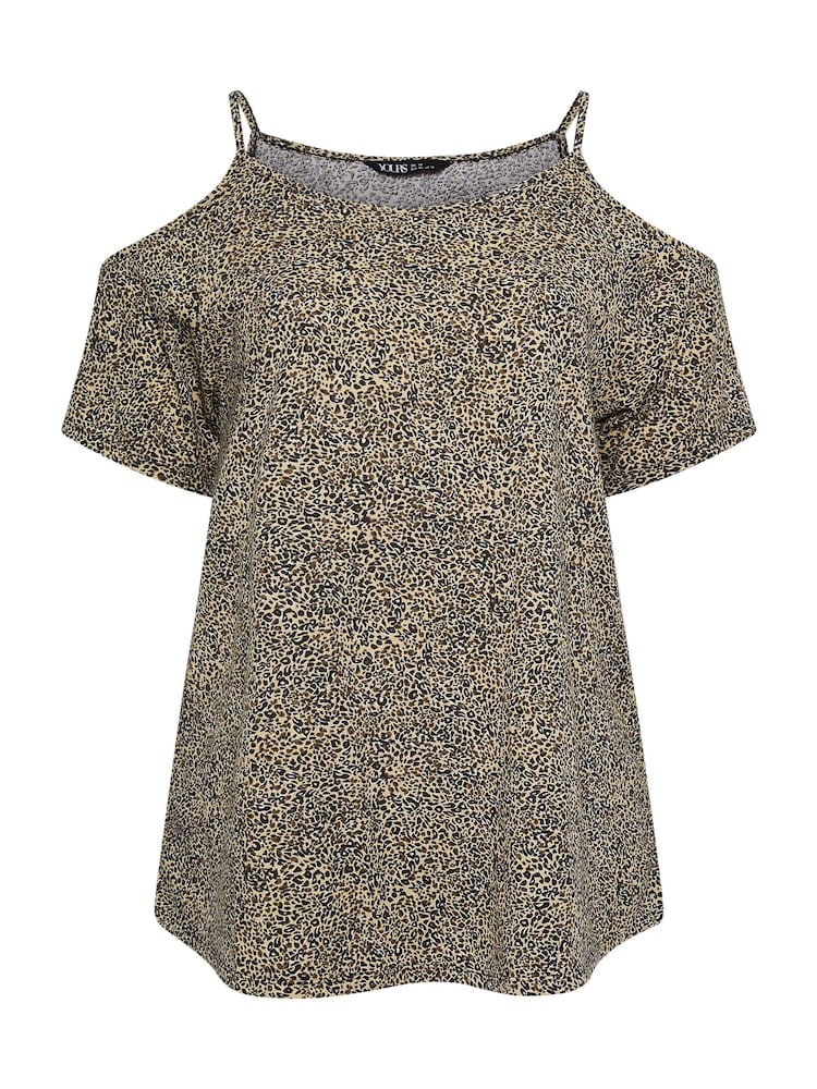 Yours Curve Animal Cold Shoulder T-Shirt - Image 5 of 5