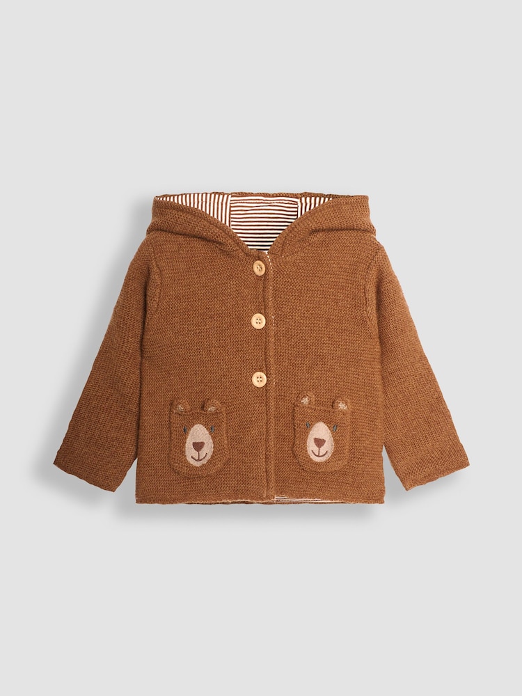 JoJo Maman Bébé Bear Hooded Baby Cardigan - Slika 1 iz 3 JoJo Maman Bébé Bear Hooded Baby Cardigan - Slika 1 iz 3