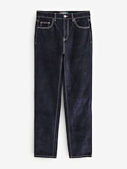 Navy Velvet Flocked Rigid Straight Leg Jeans - Image 10 of 12
