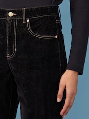 Navy Velvet Flocked Rigid Straight Leg Jeans - Image 8 of 12