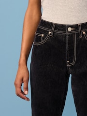 Navy Velvet Flocked Rigid Straight Leg Jeans - Image 9 of 12