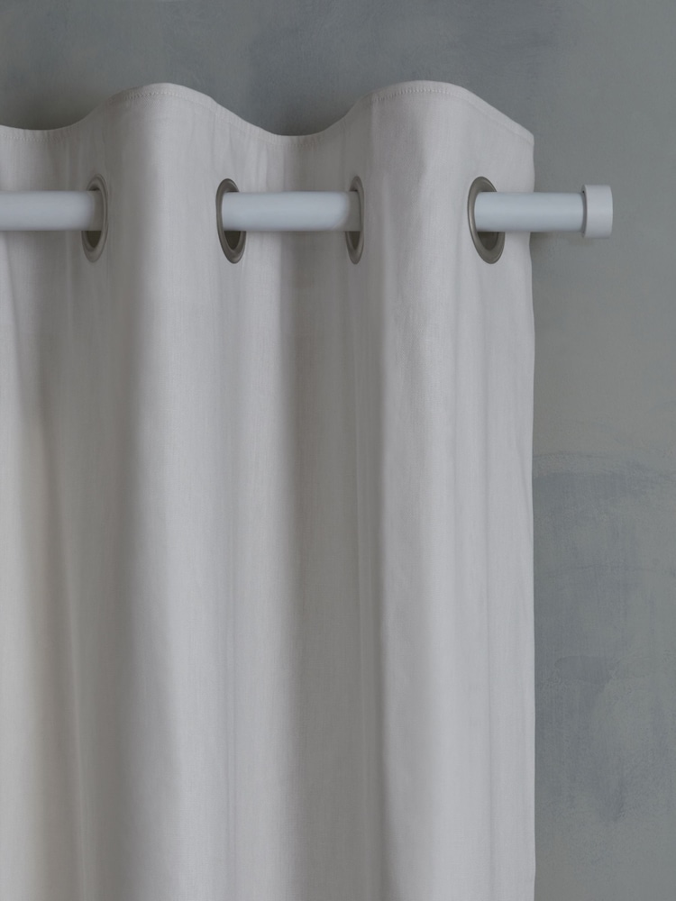 Grey Light Cloud Lined Cotton Eyelet Curtains - Image 6 of 7