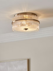Lipsy Gold Flush Fitting Round Glass Ceiling Light - Image 1 of 5