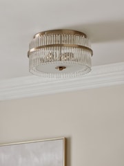 Lipsy Gold Flush Fitting Round Glass Ceiling Light - Image 2 of 5