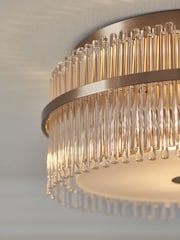 Lipsy Gold Flush Fitting Round Glass Ceiling Light - Image 3 of 5