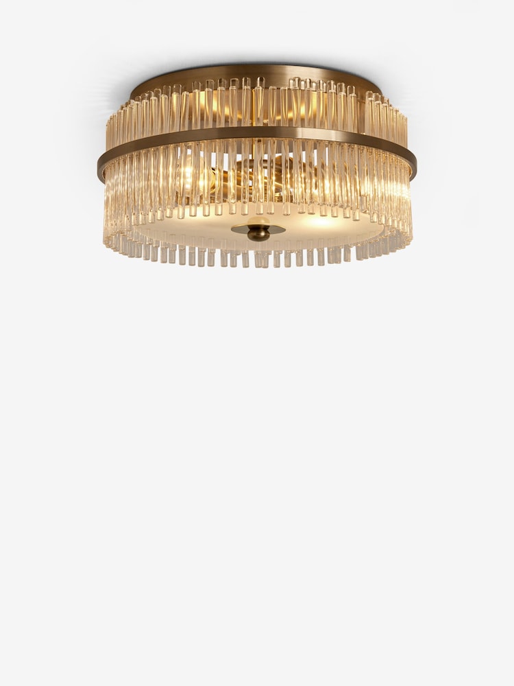 Lipsy Gold Flush Fitting Round Glass Ceiling Light - Image 5 of 5