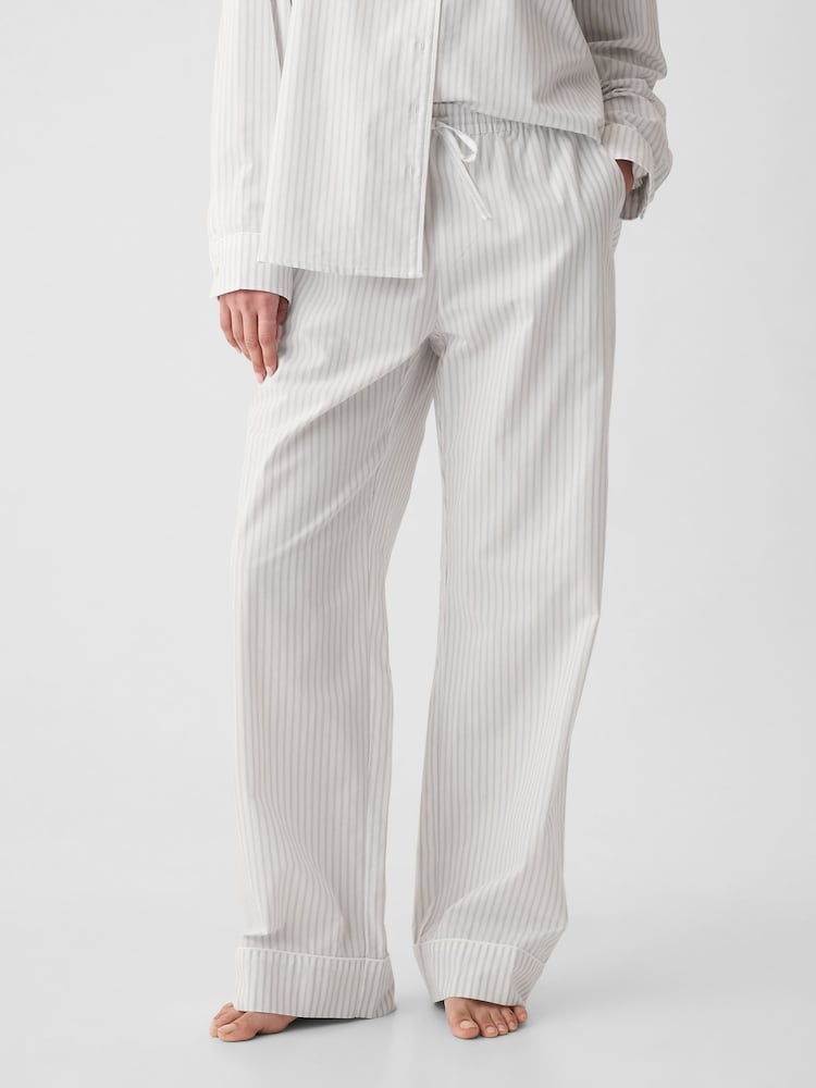 Gap Grey Stripe Poplin Pyjama Bottoms - Image 1 of 4