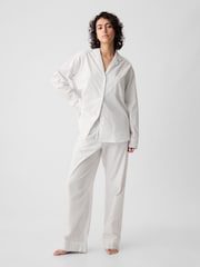 Gap Grey Stripe Poplin Pyjama Bottoms - Image 3 of 4