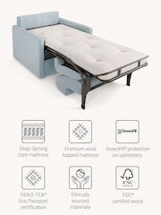 Jay-Be Brushed Twill Sky Blue Slim Snuggle Sofa Bed - Image 3 of 6