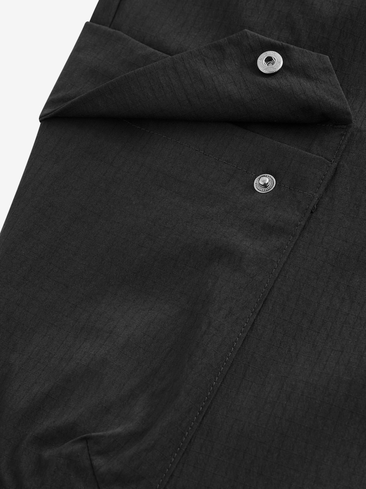 Black Regular Fit Ripstop Tech Cargo Trousers - Image 11 of 12