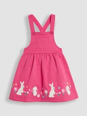 JoJo Maman Bébé Raspberry Pink Bunny Appliqué Pinafore Dress & Top Set - Image 2 of 6