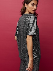 Silver Sequin T-Shirt - Image 4 of 7