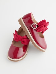 Red Wide Fit (G) Chunky Bow Mary Jane School Shoes - Image 3 of 6
