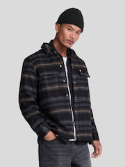 Lyle & Scott Charcoal Grey Brushed Tartan Overshirt - Image 1 of 5