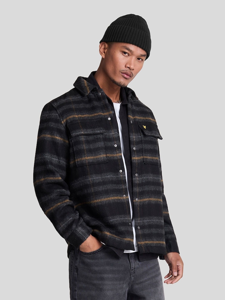 Lyle & Scott Charcoal Grey Brushed Tartan Overshirt - Image 1 of 5 Lyle & Scott Charcoal Grey Brushed Tartan Overshirt - Image 1 of 5