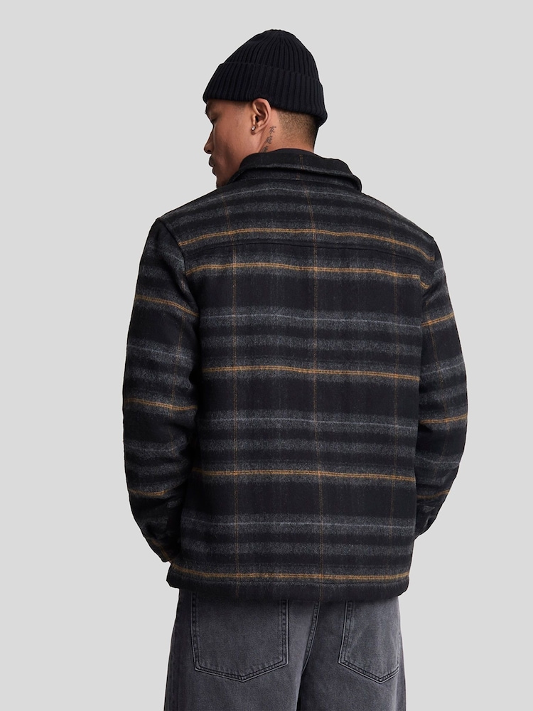 Lyle & Scott Charcoal Grey Brushed Tartan Overshirt - Image 2 of 5