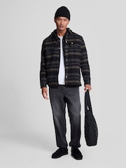 Lyle & Scott Charcoal Grey Brushed Tartan Overshirt - Image 3 of 5