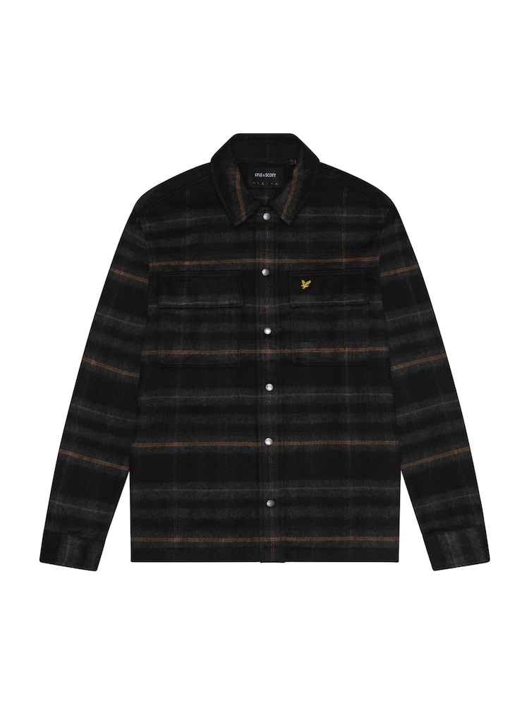 Lyle & Scott Charcoal Grey Brushed Tartan Overshirt - Image 5 of 5