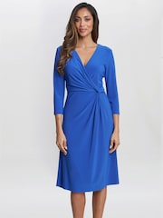 Gina Bacconi Blue Antonia Jersey Wrap Dress - Image 1 of 5