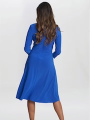 Gina Bacconi Blue Antonia Jersey Wrap Dress - Image 2 of 5