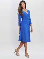Gina Bacconi Blue Antonia Jersey Wrap Dress - Image 3 of 5