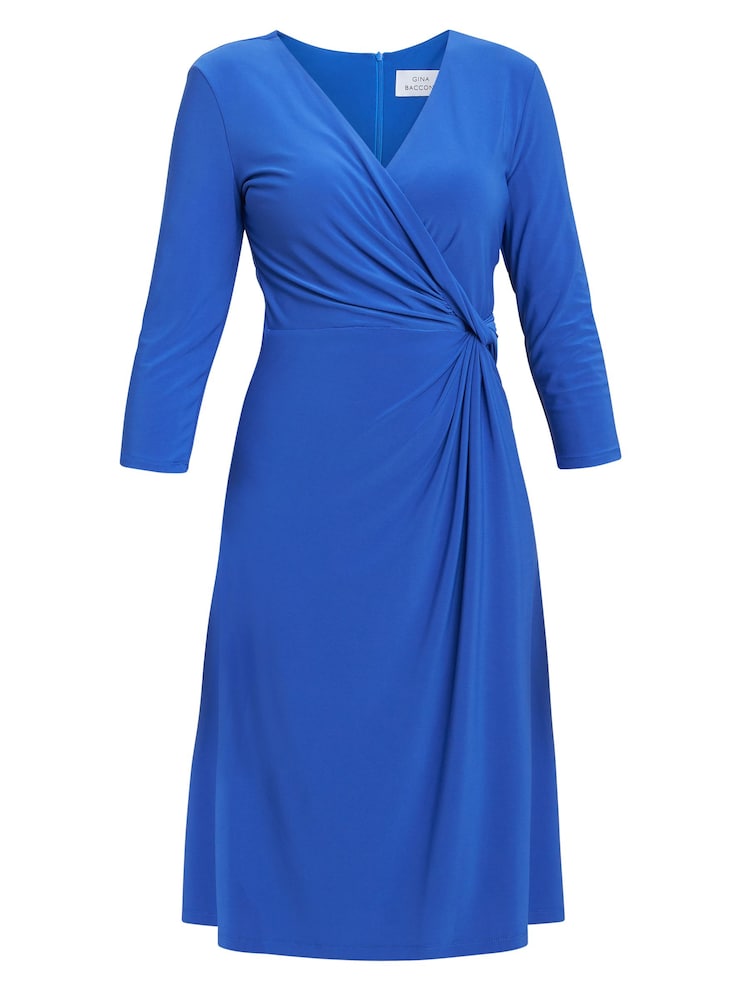 Gina Bacconi Blue Antonia Jersey Wrap Dress - Image 5 of 5