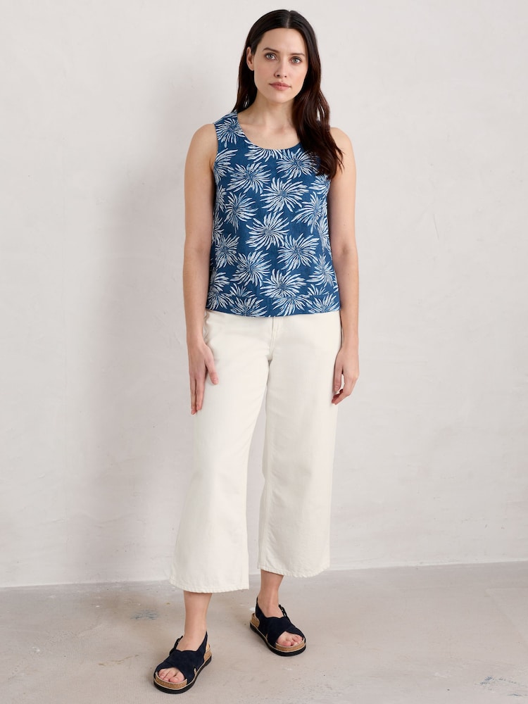 Seasalt Cornwall Blue 100% Linen Lighthouse Station Vest - Image 1 of 5