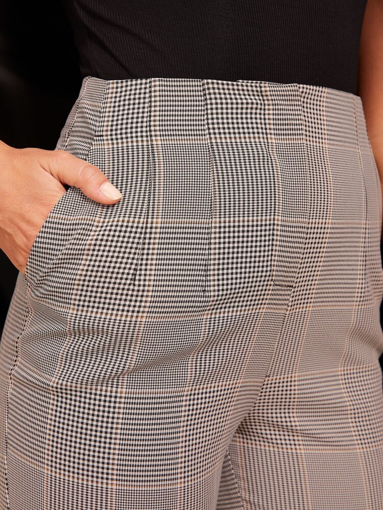 Friends Like These Brown Check Petite Tailored Ankle Grazer Trousers Co Ord Suit - Image 2 of 4 Friends Like These Brown Check Petite Tailored Ankle Grazer Trousers Co Ord Suit - Image 2 of 4