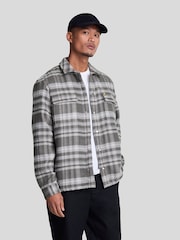 Lyle & Scott Light Grey Brushed Tartan Overshirt - Image 1 of 4