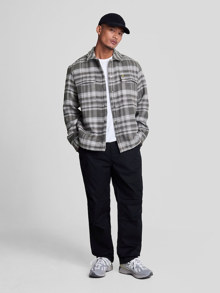 Lyle & Scott Light Grey Brushed Tartan Overshirt - Image 2 of 4