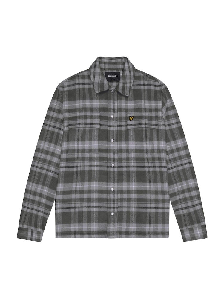 Lyle & Scott Light Grey Brushed Tartan Overshirt - Image 4 of 4