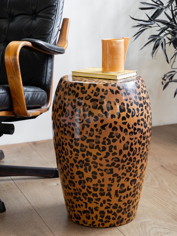 Rockett St George Leopard Painted Side Table - Image 1 of 5