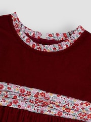 JoJo Maman Bébé Red Floral Peter Pan Collar Velvet Party Dress - Image 4 of 4