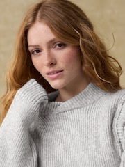 Grey Seam Detail Wrap Neck Rib Knitted Jumper - Image 5 of 8