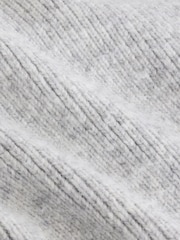 Grey Seam Detail Wrap Neck Rib Knitted Jumper - Image 8 of 8