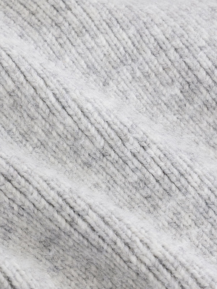 Grey Seam Detail Wrap Neck Rib Knitted Jumper - Image 8 of 8