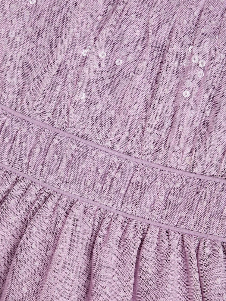 Monsoon Purple Darcy Sequin Gathered Dress - Image 4 of 4