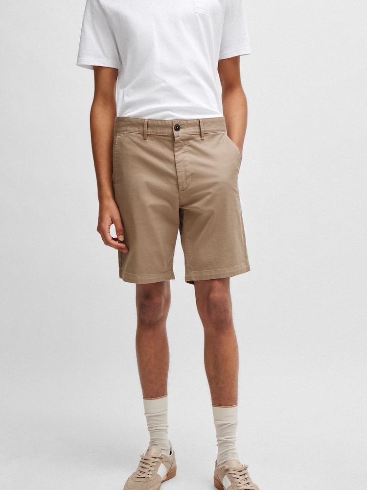 BOSS Brown Slim Fit Stretch Cotton Chino Shorts - Image 1 of 7