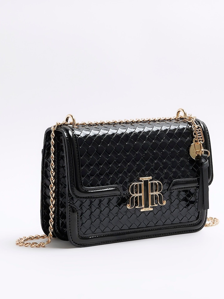 River Island Black Embossed Woven Satchel Bag - Image 2 of 4