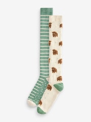 Hamish The Highland Cow Welly Socks 2 Pack - Image 1 of 3