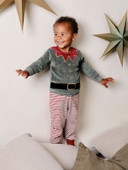 JoJo Maman Bébé Red Christmas Elf Jersey Pyjamas - Image 1 of 9