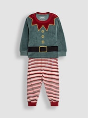 JoJo Maman Bébé Red Christmas Elf Jersey Pyjamas - Image 5 of 9