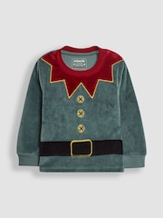 JoJo Maman Bébé Red Christmas Elf Jersey Pyjamas - Image 6 of 9