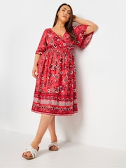 Yours Curve Red LIMITED COLLECTION Curve Red Floral Print Border Midaxi Dress - Image 2 of 5