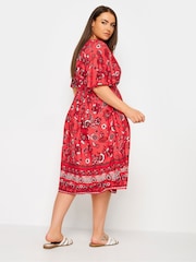 Yours Curve Red LIMITED COLLECTION Curve Red Floral Print Border Midaxi Dress - Image 3 of 5