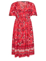 Yours Curve Red LIMITED COLLECTION Curve Red Floral Print Border Midaxi Dress - Image 5 of 5