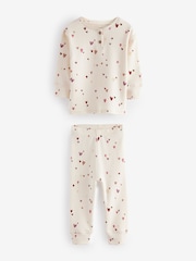 Pink/Cream Ditsy 2 Pack Textured Snuggle Pyjamas (9mths-12yrs) - Image 7 of 9