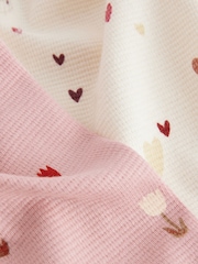Pink/Cream Ditsy 2 Pack Textured Snuggle Pyjamas (9mths-12yrs) - Image 9 of 9
